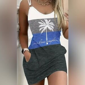 Color Block with Pockets Coverup Dress